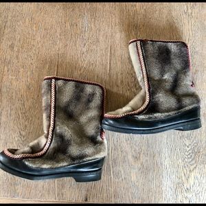 Snowland Vintage Brown Fur Ski boots shoes